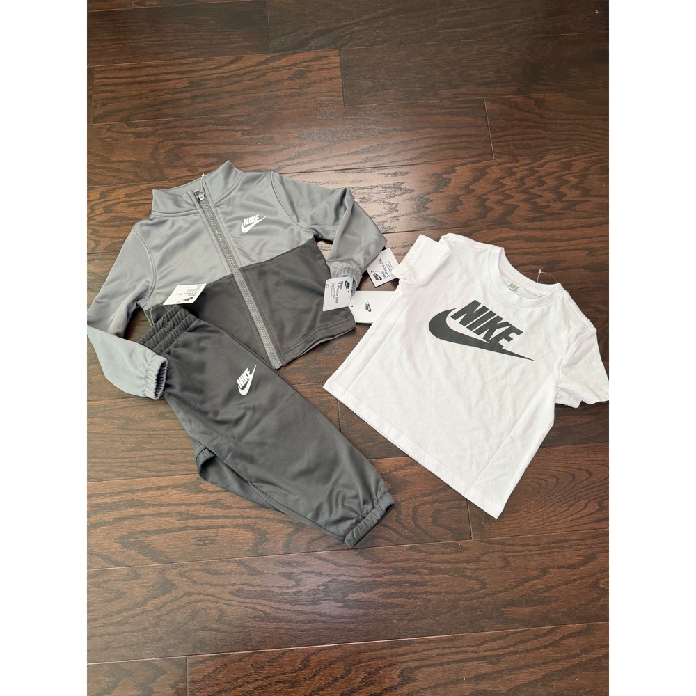 Nike Toddler 3-Piece Tracksuit Set Jacket Pants T-Shirt Grey 2T 76N523-693